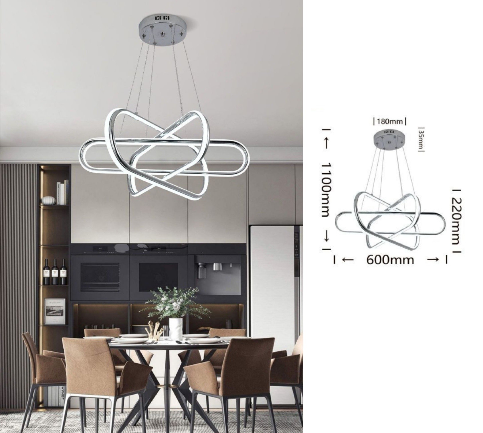 Lampadario sospeso a strisce led 94w incrociato argento luce da soffitto  moderno luce bianco per cucina soggiorno