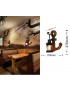 Applique da parete luce led E27 lanterna ancora nero in metallo legno design vintage lampada muro rustico
