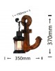 Applique da parete luce led E27 lanterna ancora nero in metallo legno design vintage lampada muro rustico