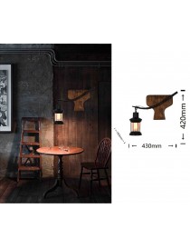 Applique da parete luce led E27 lanterna nero in metallo legno design vintage lampada muro rustico