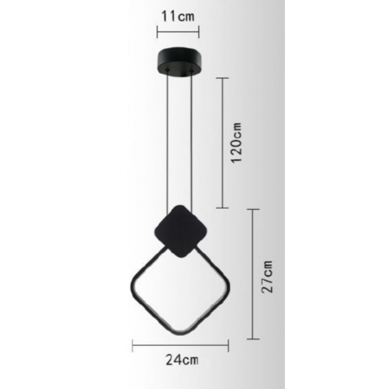 Lampadario sospeso led 12w quadrato nero lampada da soffitto comodino design moderno