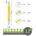 Lampadina led attacco R7S 12w cob luce lineare 118mm slim trasparente sostituto alogena a basso consumo