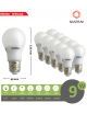 X10 Lampadina led E27 bulbo A60 9w luce bianca naturale calda Mapam