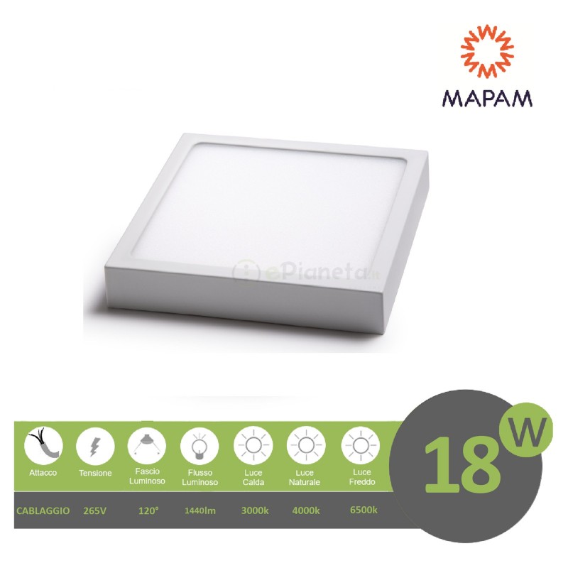 Plafoniera led 18w quadrato faretto da soffitto pannello a parete luce bianco calda