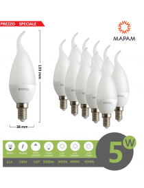 X10 Lampadina led E14 candela opaca 5w attacco piccolo luce bianca 6500k