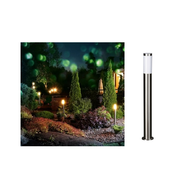 Lampione luce led attacco E27 lampada da terra per esterno giardino acciaio  alluminio segnapasso rotondo