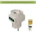 Adattatore riduttore triplo spina schuko 10/16A P17 2P/T con 2 prese bipasso e 1 presa schuko bianco