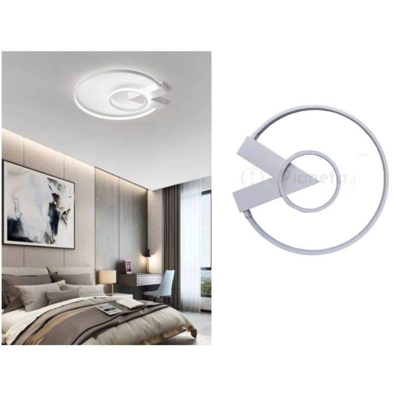 Plafoniera luce led 32w lampadario con cerchi design moderno rotondo bianco da soffitto
