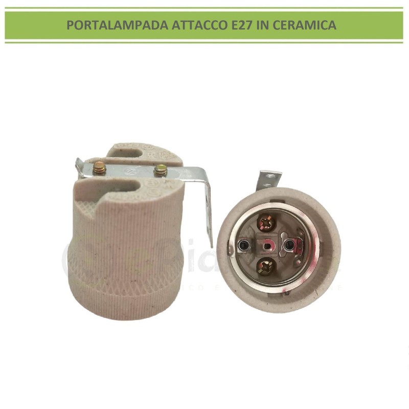 Portalampada per lampadina attacco grande E27 grigio in ceramica 250V con sfaffa