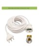 Prolunga elettrico 3 5 10mt con spina piatta presa shuko 10 16A 250V cavo bianco lineare 3G1