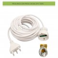 Prolunga elettrico 5 10mt con spina piatta presa schuko 10 16A 250V cavo bianco lineare 3G1