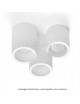 Plafoniera cilindro 3 luci led attacco GU10 in gesso lampada da soffitto moderno bianco verniciabile