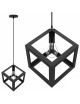 Lampadario a sospensione cubo E27 pendente cubico design moderno portalampada geometrico in metallo bianco nero tortora 