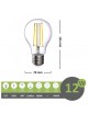 Lampadina led filamento A70 12w attacco grande E27 bulbo sfera palla trasparente luce calda bianca
