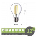Lampadina led filamento A70 12w attacco grande E27 bulbo sfera palla trasparente luce calda bianca