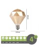 Lampadina filamento led attacco grande E27 4W cristallo diamante ambra lampada decorativa vintage luce calda
