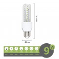 Lampadina led E27 9w 3U luce tubolare tubo attacco grande lineare bianca fredda