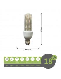 Lampadina led E27 18w 4U luce tubolare tubo attacco grande lineare bianca fredda naturale calda