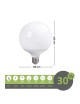 Lampadina led globo E27 30w pallina sfera opaco luce calda 2700k naturale 4000k bianca fredda 6500k