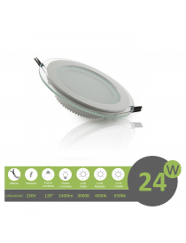 Pannello led 24w tondo slim vetro faretto incasso completo driver Downlight