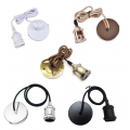 Portalampada con attacco E27 in metallo nero bianco argento bronzo oro a sospensione pendente con cavo corda moderno
