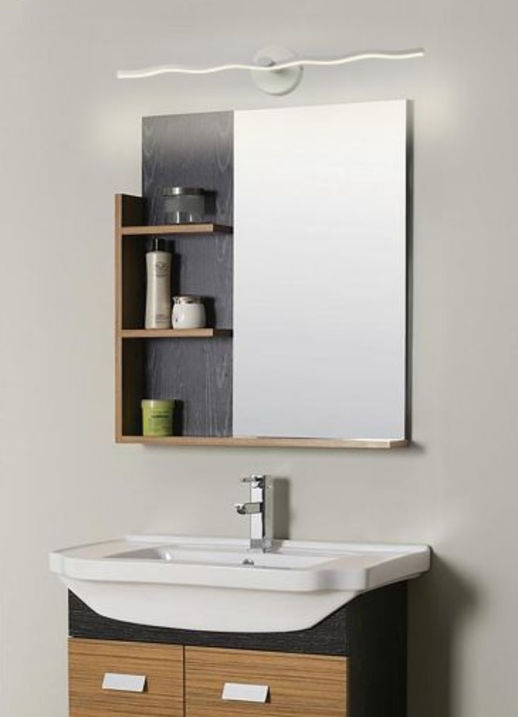 Lampada applique per specchio bagno led 9w onda design moderno ondulato  luce bianco naturale calda