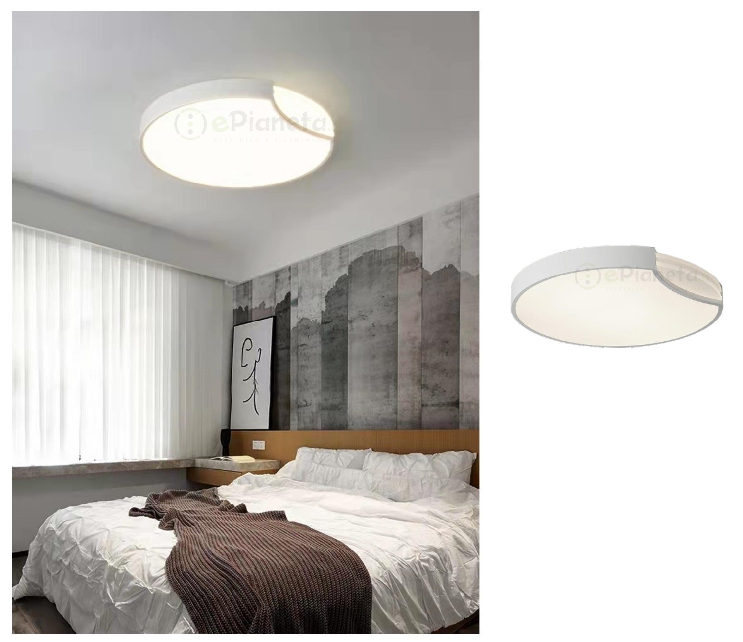 Plafoniera led cerchio 34w lampadario da soffitto circolare bianco tonda  design moderno per camera cucina luce naturale fredda