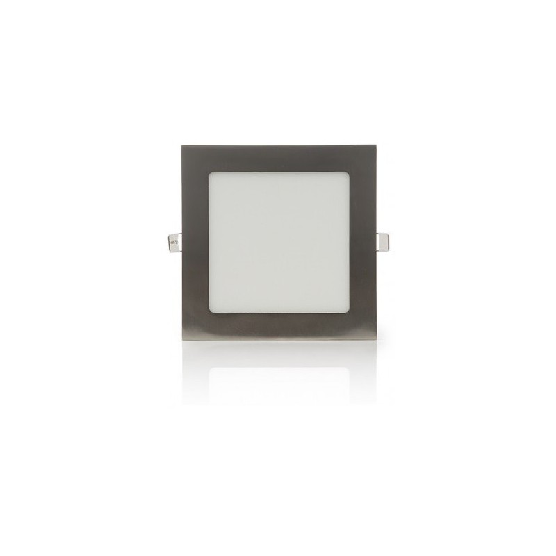 Pannello led quadrato 12w acciaio satinato nichel incasso Faro faretto luce bianca naturale calda Downlight