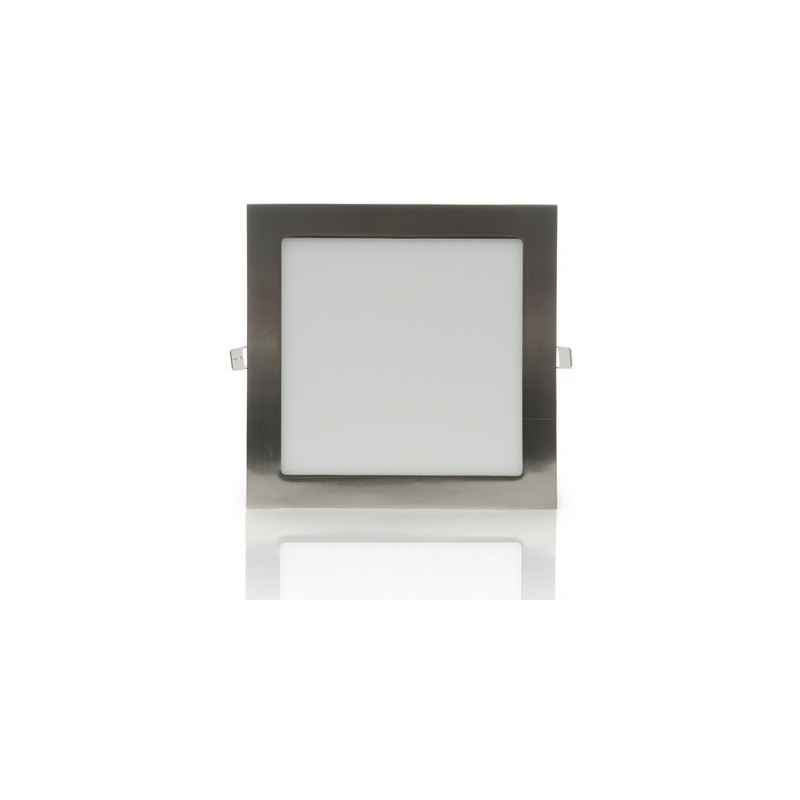 Pannello led quadrato 18w acciaio satinato nichel incasso Faro faretto completo driver luce bianca naturale caldaDownlight