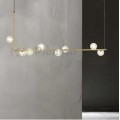 Lampadario sospensione 8 sfere attacco G9 bolle trasparenti in vetro metallo oro design moderno