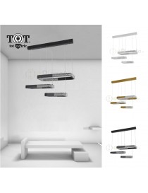 Lampadario a sospensione led 68w rettangolare cristallo con telecomando moderno geometrico bianco oro nero