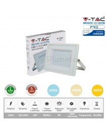 V-TAC PRO Faro led 100W ultrasottile slim da esterno proiettore faretto impermeabile IP65 bianco luce fredda naturale