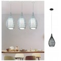 Lampadario sospensione goccia gabbia metallo E27 pendente a filamenti moderno nero bianco