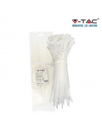 V-TAC Confezione da 100 fascette stringicavo autobloccanti in nylon bianco fermacavi per cablaggi