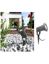 Faretto led segnapasso attacco GU10 faro da esterno orientabile IP65 grigio con picchetto per giardino vialetti