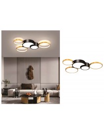 Plafoniera led 48w 5 cerchi oro nero lampada da soffitto design moderno luce per camera soggiorno cucina