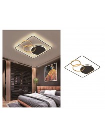 Plafoniera led 55w quadrato con cerchi nero oro lampada da soffitto design moderno luce per camera soggiorno cucina