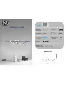 Lampadario a sospensione led 65W argento spirale ondulato luce vortice orizzontale per camera cucina soggiorno