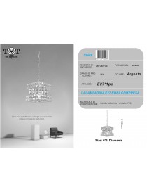 Lampadario sospeso cubo con cristalli lampada luce led attacco E27 oro argento quadrato per camera cucina soggiorno