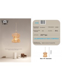 Lampadario sospeso rettangolare intrecciato con cristalli lampada luce led attacco E27 oro argento per camera cucina soggiorno