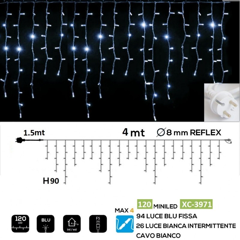 Tenda luminosa catena luci per natale feste natalizie addobbo esterno impermeabile IP44 professionale