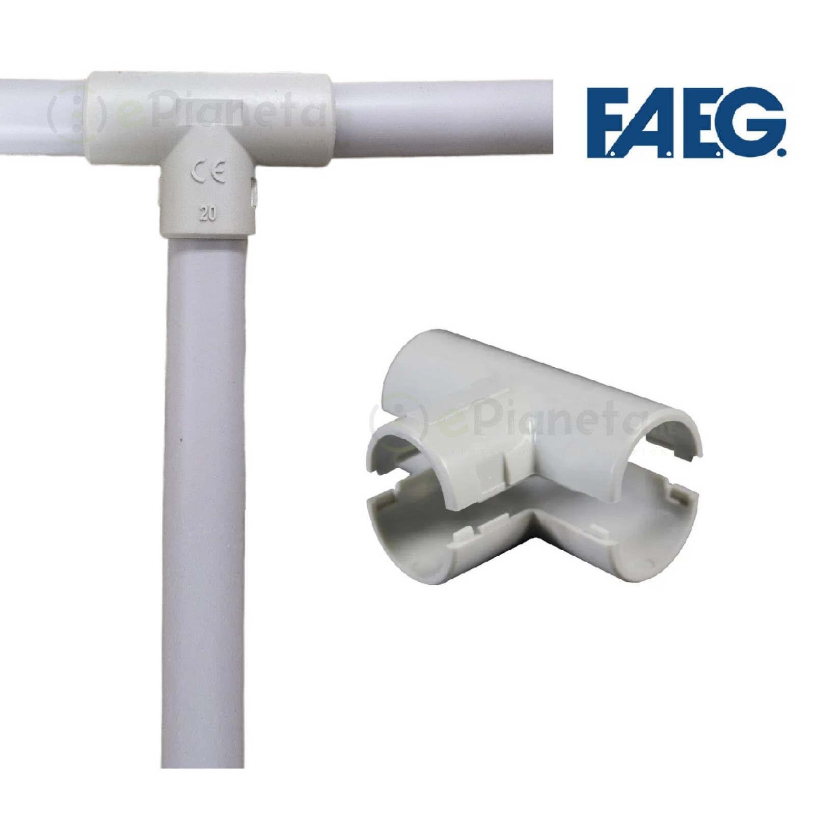 Giunto a T ispezionabile reversibile per tubo rigido raccordo di  giunzione Ø 16 20 25 32 mm IP40 collegamento in PVC grigio
