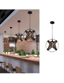 Lampadario a sospensione Nero in metallo forato cerchi con attacco E27 design moderno vintage
