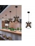 Lampadario a sospensione Nero in metallo forato cerchi con attacco E27 design moderno vintage