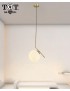 Lampadario a sospensione metallo Oro con Sfera in vetro bianco attacco E27 design moderno minimal