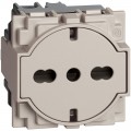 Bticino Living Now Presa schuko flat sabbia+bipasso standard tedesco e italiano 2P+T 10/16 A KM4140A16F