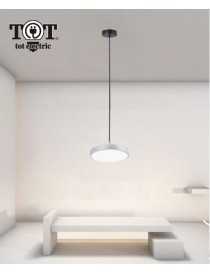 Lampadario a sospensione led 40W argento cerchio tondo design moderno minimal