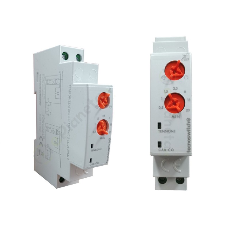 Relè Temporizzatore elettrico luce scale 1 DIN 230V 16A per impianti a 3 o 4 fili