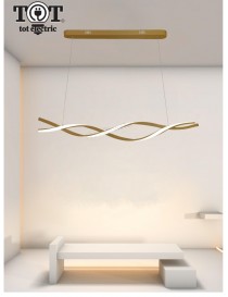 Lampadario a sospensione luce led 48W oro spirale vortice orizzontale per camera cucina soggiorno