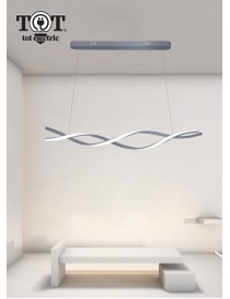 Lampadario a sospensione luce led 48W argento spirale vortice orizzontale per camera cucina soggiorno